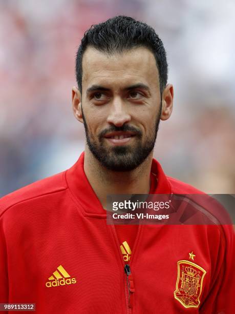 Sergio Busquets of Spain during the 2018 FIFA World Cup Russia round of 16 match between Spain and Russia at the Luzhniki Stadium on July 01, 2018 in...