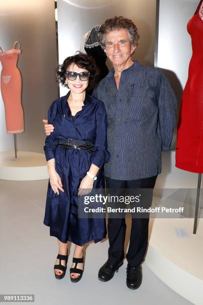 Jack lang and his wife Monique, dressed in Alaia, attend "L'Alchimie secrete d'une collection - The Secret Alchemy of a Collection" Exhibition...