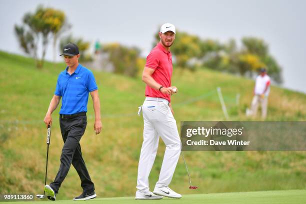 Chris WOOD of England and Marcus KINHULT of Sweden during the HNA French Open on July 1, 2018 in Saint-Quentin-en-Yvelines, France.