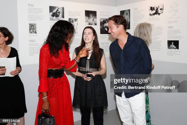 Naomi Campbell, Caroline Fabre-Bazin and Director of Alaia, Eric Vallat attend "L'Alchimie secrete d'une collection - The Secret Alchemy of a...