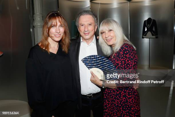 Stefanie Jarre, her mother Dany Saval and Michel Drucker attend "L'Alchimie secrete d'une collection - The Secret Alchemy of a Collection" Exhibition...