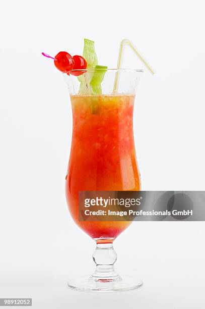 tequila sunrise on white background, close-up - tequila sunrise stock pictures, royalty-free photos & images