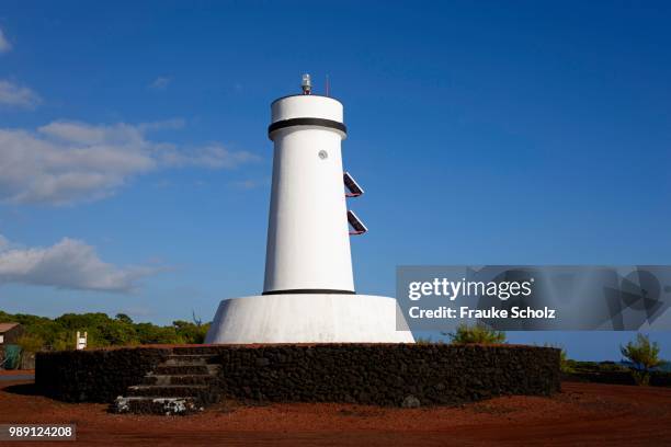 lighthouse farol da ponta de sao mateus, sao mateus, pico island, azores, portugal - farol stock pictures, royalty-free photos & images