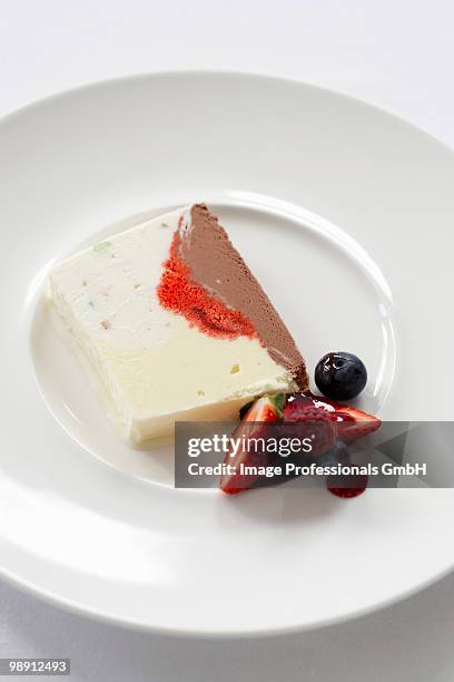 cassata with strawberry and berry salad, close-up - bombe stock pictures, royalty-free photos & images