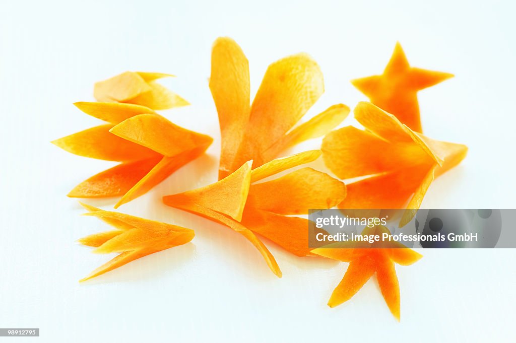 Flowers carved from carrots, close-up