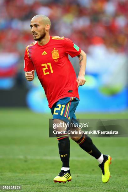 David Silva of Spain in action during the 2018 FIFA World Cup Russia Round of 16 match between Spain and Russia at Luzhniki Stadium on July 1, 2018...