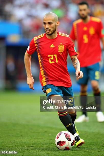 David Silva of Spain in action during the 2018 FIFA World Cup Russia Round of 16 match between Spain and Russia at Luzhniki Stadium on July 1, 2018...