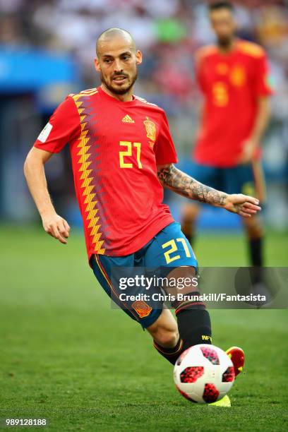 David Silva of Spain in action during the 2018 FIFA World Cup Russia Round of 16 match between Spain and Russia at Luzhniki Stadium on July 1, 2018...