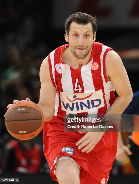 Theodoros Papaloukas, #4 of Olympiacos Piraeus in action during the Euroleague Basketball Semifinal 2 between Partizan Belgrade vs Olympiacos Piraeus...