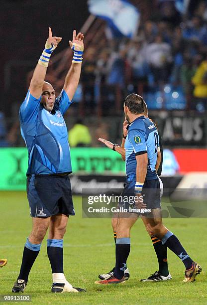 Gurthro Steenkamp of the Bulls celebrates during the Super 14 round 13 match between Vodacom Bulls and Crusaders at Loftus Versfeld on May 07, 2010...