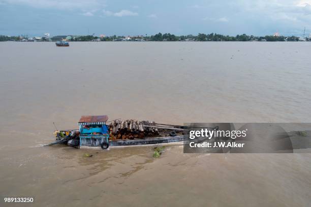 transport ship on the mekong river, mekong delta, vietnam asia - port botany stock pictures, royalty-free photos & images