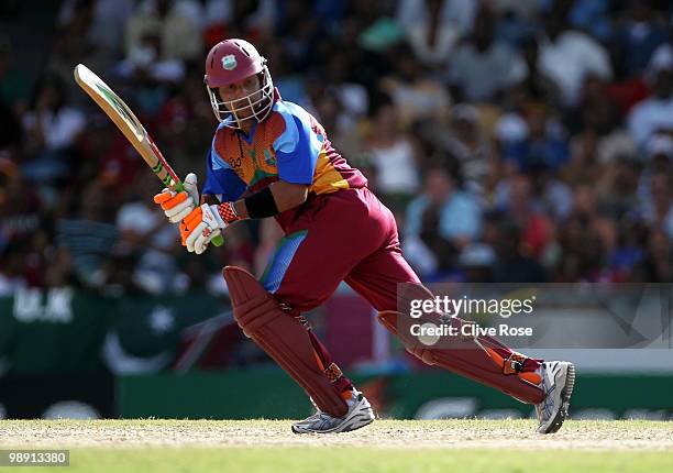 Ramnaresh Sarwan of West Indies in action during the ICC World Twenty20 Super Eight match between West Indies and Sri Lanka at the Kensington Oval on...