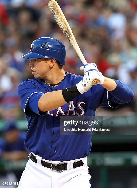 First baseman Justin Smoak of the Texas Rangers on May 6, 2010 at the Ballpark in Arlington, Texas.