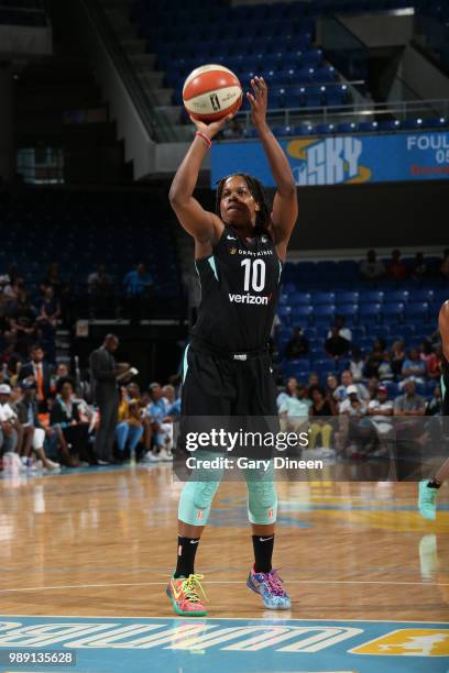 Epiphanny Prince of the New York Liberty shoots the ball against the Chicago Sky on July 1, 2018 at Wintrust Arena in Chicago, Illinois. NOTE TO...