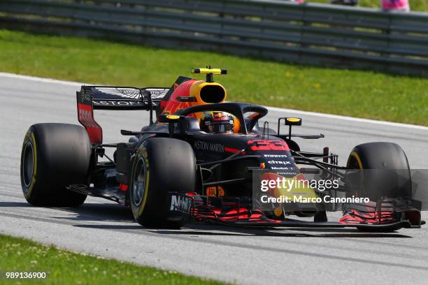 Max Verstappen of Netherlands and Aston Martin Red Bull Racing on track during Formula One Grand Prix of Austria.