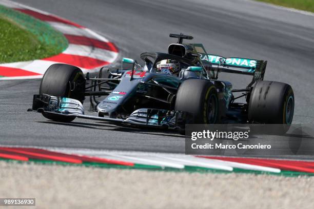 Lewis Hamilton of Great Britain and Mercedes AMG Petronas F1 Team on track during Formula One Grand Prix of Austria.