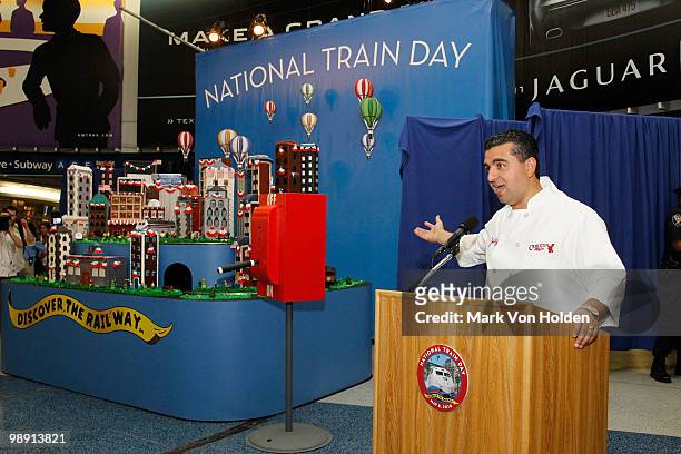Pastry Chef/ TV personality Buddy Valastro kicks-off National Train Day festivities at NYC's Penn Station unveiling a large "trainscape" designed by...
