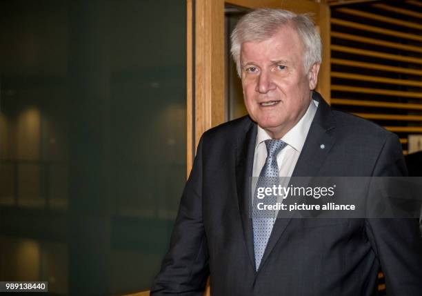 Chairman of the CSU and Bavaria's premiere Horst Seehofer leaves the summit between the union parties and the Social Democratic Party at Jakob Kaiser...