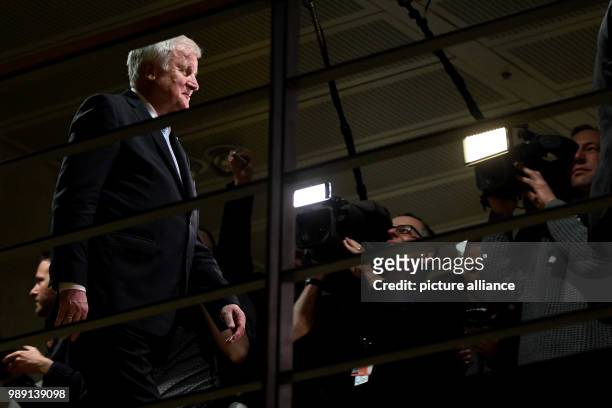 Chairman of the CSU and Bavaria's premiere Horst Seehofer leaves the summit between the union parties and the Social Democratic Party at Jakob Kaiser...