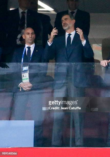 Prime Minister of Russia Dmitry Medvedev and his wife Svetlana Medvedeva celebrate the victory of Russia on penalty shootout while President of...
