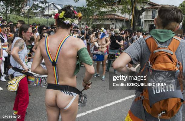 People take part in the Gay Pride Parade in San Jose on July 01, 2018.