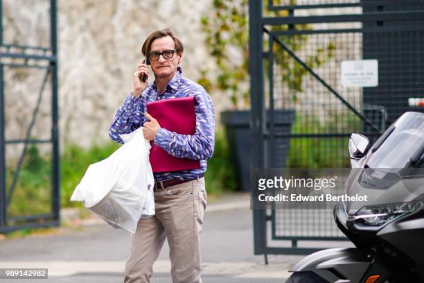 Hamish Bowles , outside Vetements, during Paris Fashion Week Haute Couture Fall Winter 2018/2019, on July 1, 2018 in Paris, France.