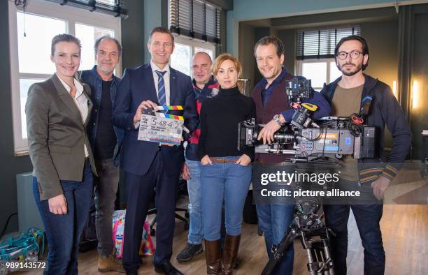 Actors Anna von Haebler , Marek Erhardt, the spokesman of Hamburg's Police, Timo Zill, the Hamburg Police's film advisor, Knuth Cornils, and actors...