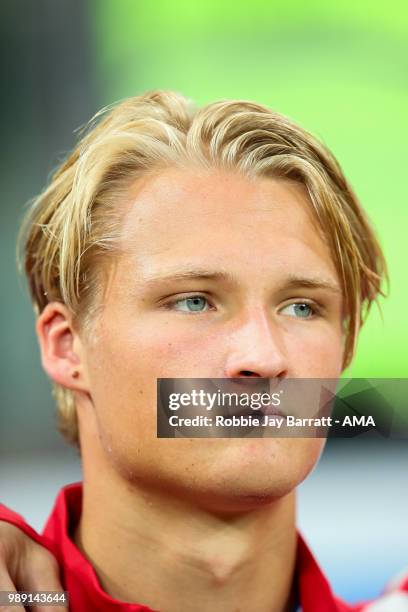 Kasper Dolberg of Denmark during the 2018 FIFA World Cup Russia Round of 16 match between 1st Group D and 2nd Group C at Nizhny Novgorod Stadium on...