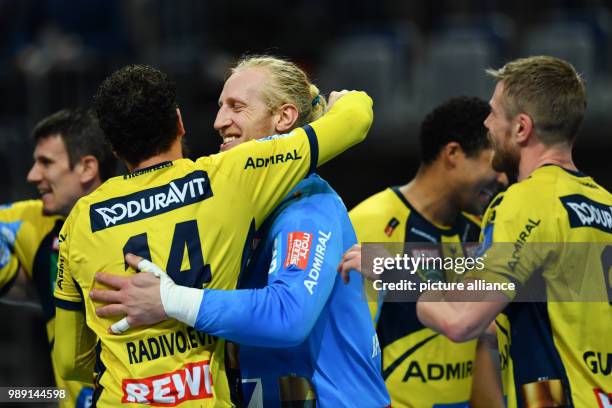 Bundesliga, Rhein-Neckar Lions vs. Foxes Berlin, 17th play date in the SAP Arena in Mannheim, Germany, 14 December 2017. Bogdan Radivojevic ,...