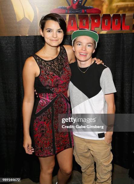 Actress Brianna Hildebrand and Jonneke Grisham attend the sixth annual Amazing Las Vegas Comic Con at the Las Vegas Convention Center on July 1, 2018...