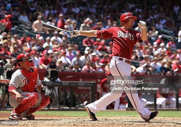 Adam LaRoche of the Arizona Diamondbacks bats against the Philadelphia Phillies during the Major League Baseball game at Chase Field on April 25,...