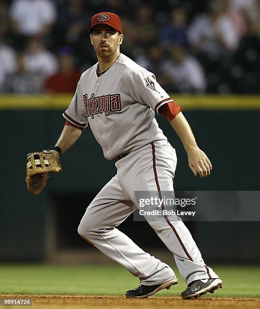 First baseman Adam LaRoche of the Arizona Diamondbacks fields against the Houston Astros at Minute Maid Park on May 6, 2010 in Houston, Texas.