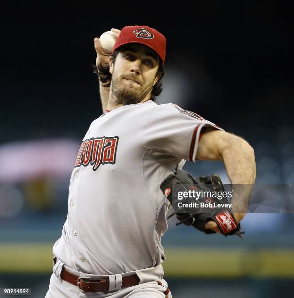 Pitcher Dan Haren of the Arizona Diamondbacks throws against the Houston Astros at Minute Maid Park on May 6, 2010 in Houston, Texas.