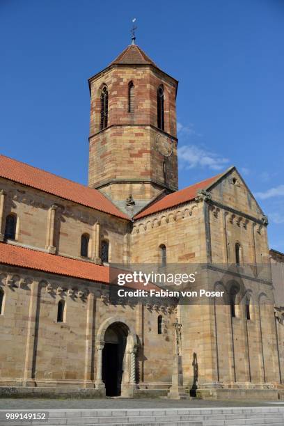 romanesque parish church of st. peter and paul, rosheim, bas-rhin, alsace, france - bas rhin stock pictures, royalty-free photos & images