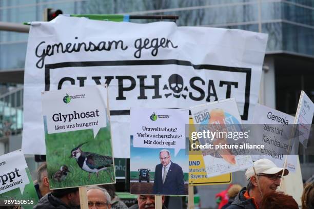 Demonstrators protesting against the continued authorisation for the herbicide glyphosate, during the CSU party conference in Nuremberg, Germany, 15...