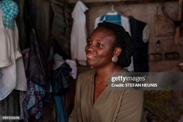 Nigerian film director of the Nollywood film "Kasala" Ema Edosio poses during an interview on June 11, 2018 in Lagos. - Nigerian film director Ema...