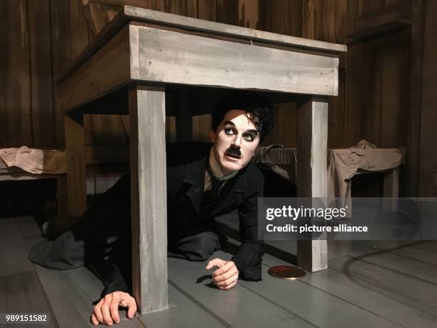 Picture of a reproduction in wax of a scene from one of Charlie Chaplin's movies, taken in the "Chaplin's World" museum in Charlie Chaplin's...