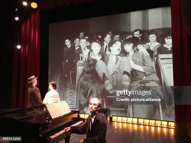 Picture of a scene from the sudio, where film scenes are reproduced with wax figures, taken in the "Chaplin's World" museum in Charlie Chaplin's...