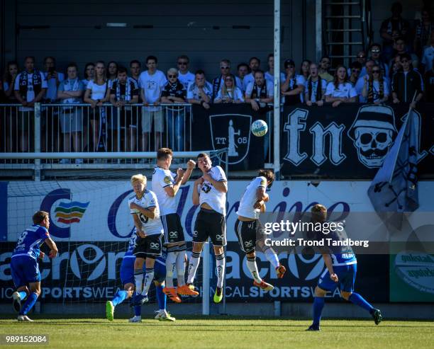 Birger Meling, Nicklas Bendtner, Jacob Vandso Rasmussen, Anders Trondsen of Rosenborg during Sandefjord v Rosenborg at Komplett Arena on July 1, 2018...