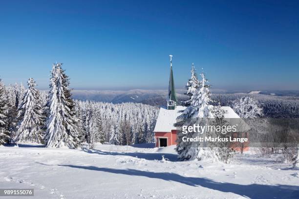 winter landscape with church on kandel mountain, black forest, baden-wuerttemberg, germany - kandeel stock pictures, royalty-free photos & images