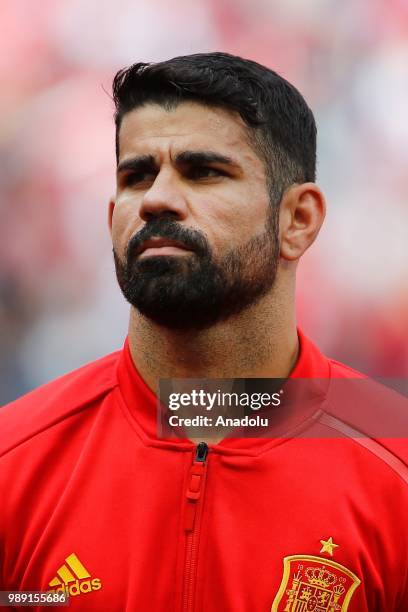 Diego Costa of Spain is seen ahead of the 2018 FIFA World Cup Russia Round of 16 match between Spain and Russia at the Luzhniki Stadium in Moscow,...