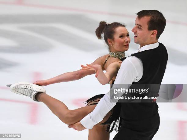 Annika Hocke and Ruben Blommaert in action during the pairs event of the German Figure Skating Championships taking place in the Eissporthalle in...