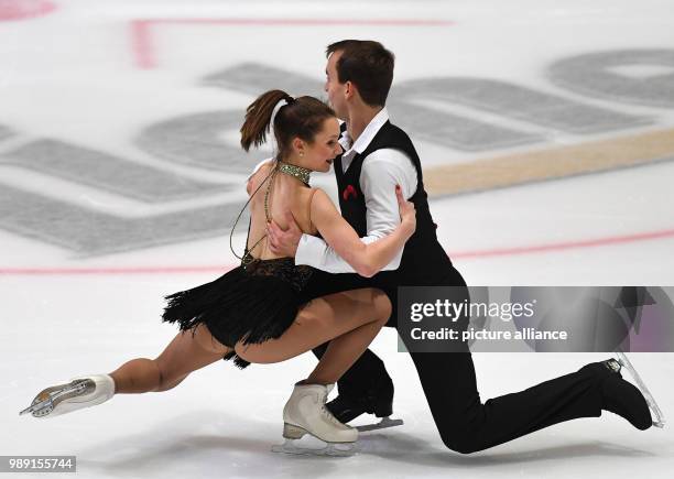 Annika Hocke and Ruben Blommaert in action during the pairs event of the German Figure Skating Championships taking place in the Eissporthalle in...