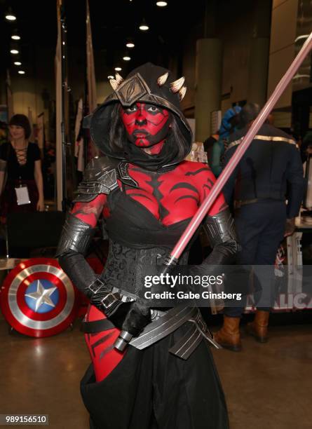 Viv Sai of Oregon, dressed as character Darth Maul from the movie "Star Wars" movie franchise, attends the sixth annual Amazing Las Vegas Comic Con...