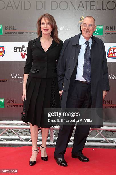 Franco Tato and wife Sonia Raule attend the 'David Di Donatello' Italian Movie Awards on May 7, 2010 in Rome, Italy.