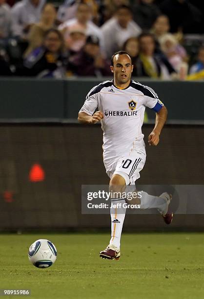 Landon Donovan of the Los Angeles Galaxy controls the ball against Real Salt Lake at the Home Depot Center on April 17, 2010 in Carson, California.