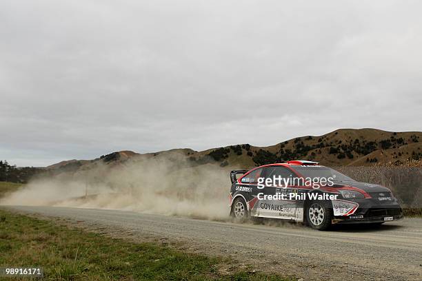 Federico Villagra and co-driver Jorge Perez Companc of Argentina drive their Ford Focus RS WRC during stage 12 of the WRC Rally of New Zealand on the...