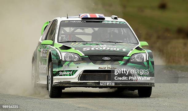 Matthew Wilson and co-driver Scott Martin of Great Britain drive their Ford Focus RS WRC during stage 12 of the WRC Rally of New Zealand at the At...