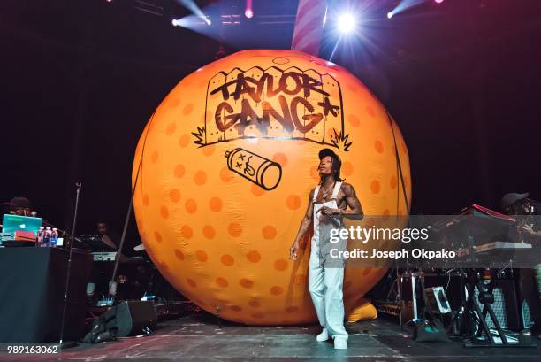 Wiz Khalifa performs on stage at The Roundhouse on July 1, 2018 in London, England.