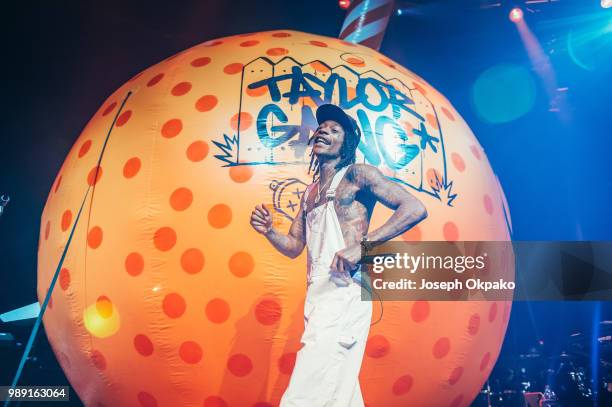 Wiz Khalifa performs on stage at The Roundhouse on July 1, 2018 in London, England.